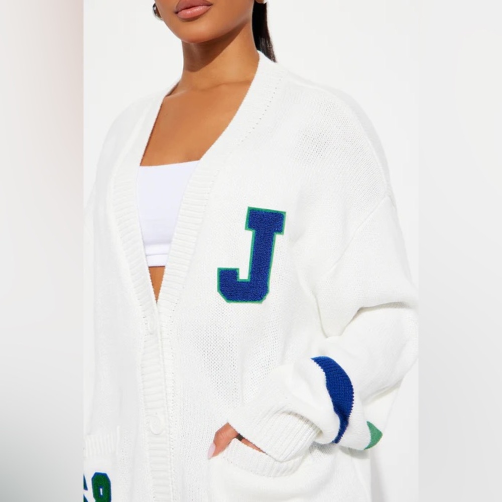 Fashion Nova Book Smart Cardigan - Ivory/combo L - Picture 4 of 6